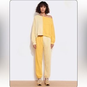 Sundry Colorblock Cotton Sweatpants Joggers in Chamomile Buttercup Size Large